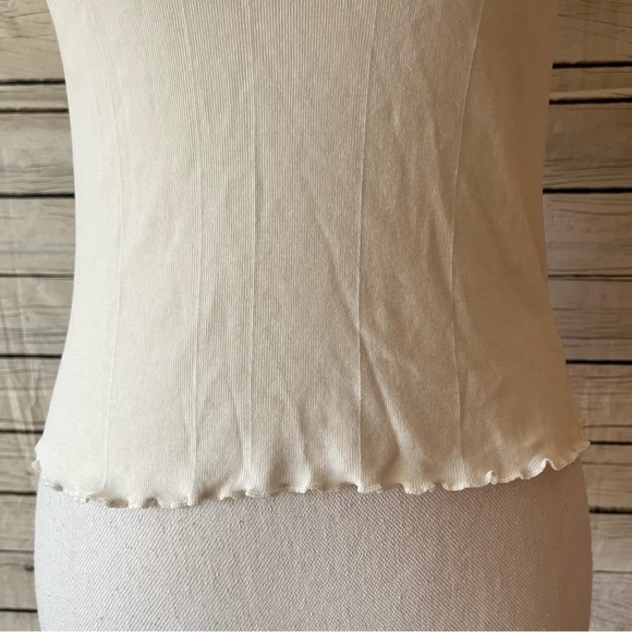 GAIAM High Neck Ribbed Tank Ruffle Trim - Picture 2 of 6